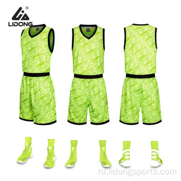Сублимированный дизайн зеленый камуфляж баскетбольная форма
